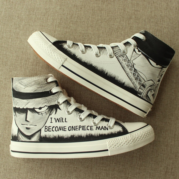 One piece Luffy hand Painted  High Top Canvas Shoes Sneakers Sports,Shoes,Leisure Shoes