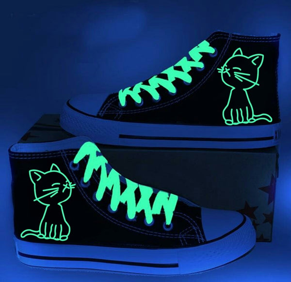 Cat High Top Luminous Shoes Cat Canvas Shoes Sneakers Sports,Shoes,Leisure Shoes Women Shoes Gifts