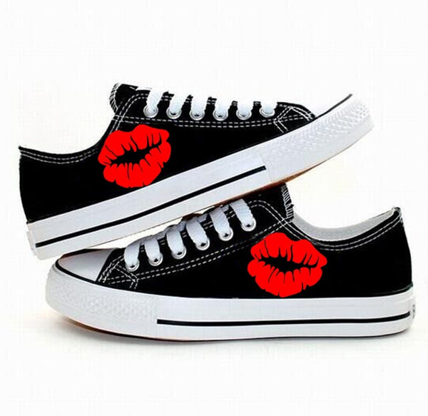 Red Lips Low Top Canvas Shoes Sneakers Sports,Shoes Lovers Shoes,Leisure Shoes Gifts
