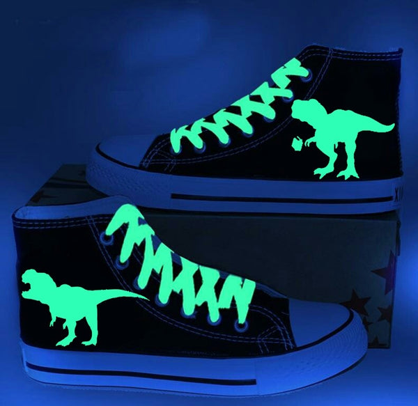 Dinosaur High Top Canvas Shoes Dinosauria Luminous Sneakers Sports Leisure Shoes Gifts For Lovers