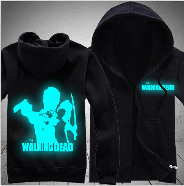 The Walking Dead Luminous Unisex Zipper Hooded Cardigan Sweater,Stree Fashion Sports Coat,Cool Hoodie Sweater Coat