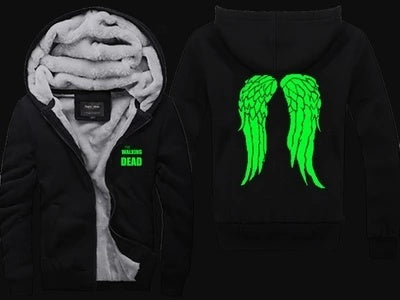 THE WALKING DEAD Luminous Thickening cotton-padded Jacket Walking Dead Winter Warm Hoodie Flannel Coats Soft Comfort Cashmere Sweatshirts