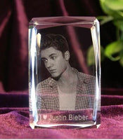 Justin Bieber Engraving Crystal 3D LED Light Figure Justin Bieber Doll