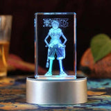 One Piece Luffy Action Figure Goku Engraving Crystal 3D LED Light Figure Luffy Doll