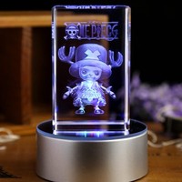 One Piece Tony Chopper Action Figure  Engraving Crystal 3D LED Light Figure One Piece Doll