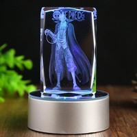 One Piece Akakami no shankusu Action Figure  Engraving Crystal 3D LED Light Figure One Piece  Shankusu Doll