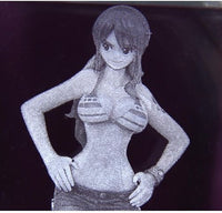 One Piece Nami Action Figure  Engraving Crystal 3D LED Light Figure One Piece Nami Doll