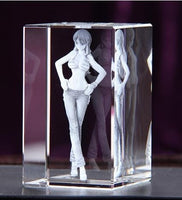 One Piece Nami Action Figure  Engraving Crystal 3D LED Light Figure One Piece Nami Doll