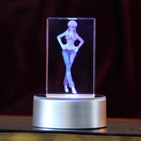 One Piece Nami Action Figure  Engraving Crystal 3D LED Light Figure One Piece Nami Doll