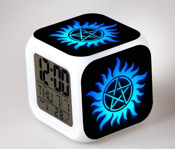 Stitch LED Colorful Lights Alarm Clock Bedroom Student Clock