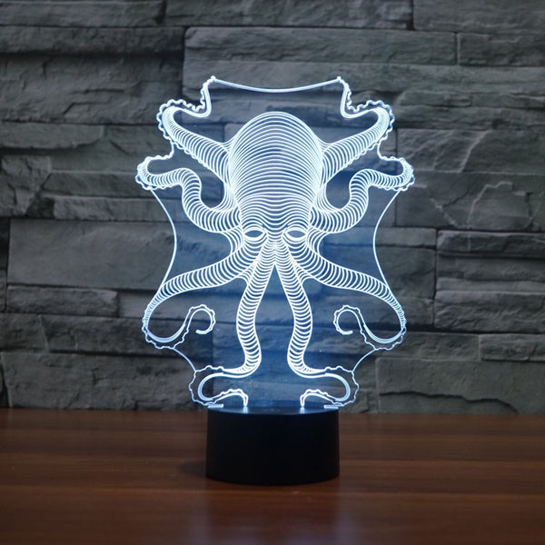 Chobotnice 3D Illusion Led stolní lampa LED stolní lampa se změnou barvy 7 barev Chobotnice Art Deco Speciální dárky