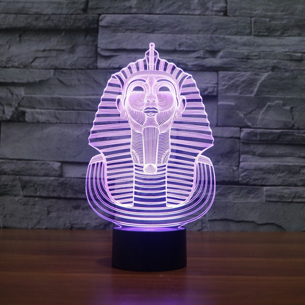 Egyptian Pharaoh 3D Illusion Led Table Lamp 7 Color Change LED Desk Light Lamp Egyptian Pharaoh Art Deco Special Gifts