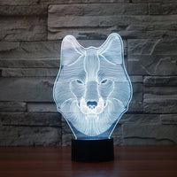 Stolní LED lampa Wolf 3D Illusion Led Stolní lampa se změnou barvy 7 barev Wolf Art Deco Speciální dárky