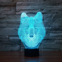 Stolní LED lampa Wolf 3D Illusion Led Stolní lampa se změnou barvy 7 barev Wolf Art Deco Speciální dárky