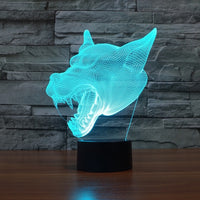 Stolní LED lampa Wolf 3D Illusion Led Stolní lampa se změnou barvy 7 barev The Wolf Art Deco Speciální dárky