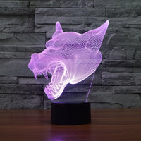 Stolní LED lampa Wolf 3D Illusion Led Stolní lampa se změnou barvy 7 barev The Wolf Art Deco Speciální dárky