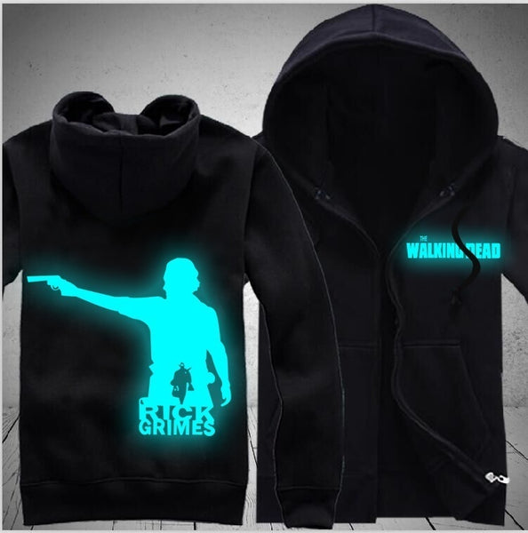 The Walking Dead Rick Grimes Luminous Unisex Zipper Hooded Cardigan Sweater,Stree Fashion Sports Coat,Cool Hoodie