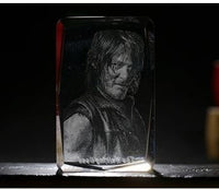The Walking Dead Daryl Dixon Engraving Crystal 3D LED Light Figure The Walking Dead Doll