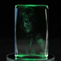 The Walking Dead Daryl Dixon Engraving Crystal 3D LED Light Figure The Walking Dead Doll