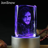 Game of Thrones JohnSnow Engraving Crystal 3D LED Light Figure Game of Thrones Doll