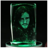 Game of Thrones JohnSnow Engraving Crystal 3D LED Light Figure Game of Thrones Doll