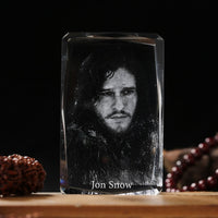 Game of Thrones JohnSnow Engraving Crystal 3D LED Light Figure Game of Thrones Doll