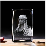 Game of Thrones Daenerys Targaryen Engraving Crystal 3D LED Light Figure Game of Thrones Doll