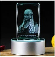Game of Thrones Daenerys Targaryen Engraving Crystal 3D LED Light Figure Game of Thrones Doll