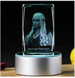 Game of Thrones Daenerys Targaryen Engraving Crystal 3D LED Light Figure Game of Thrones Doll