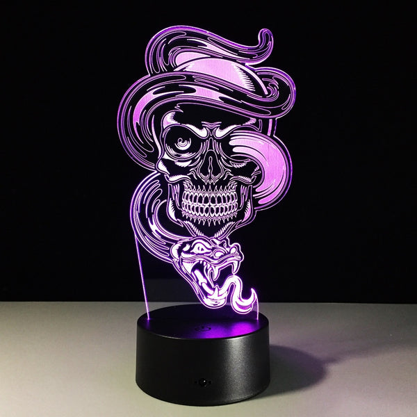 Skull Ghost 3D Illusion Led Table Lamp 7 Color Change LED Desk Light Lamp Skull Ghost Special Gifts