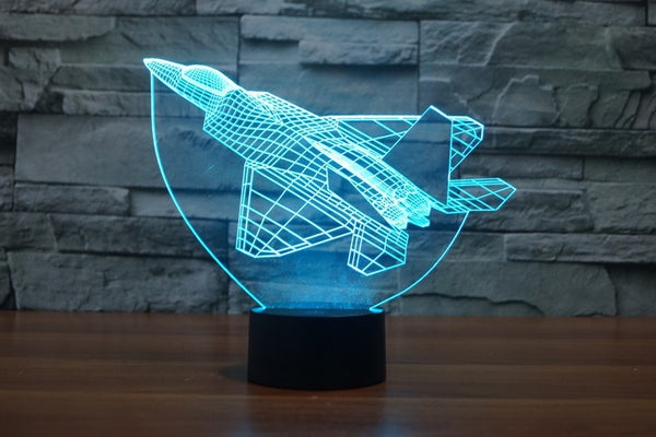 The plane Fighter 3D Illusion Led Table Lamp 7 Color Change LED Desk Light Lamp Fighter Birthday Gifts Christmas Gifts