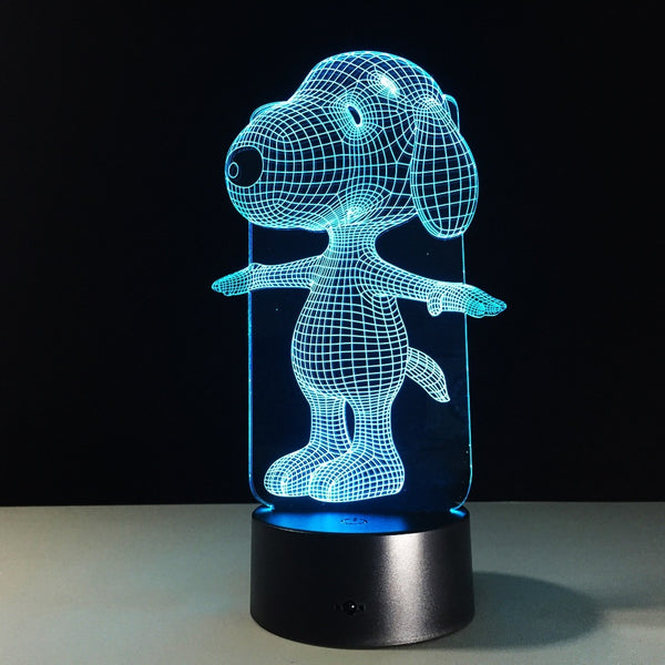 Snoopy 3D Illusion Led stolní lampa 7 změn barvy LED stolní lampa Snoopy Dárky k narozeninám Vánoční dárky