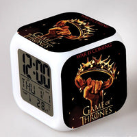 Game of Thrones LED Colorful Lights Creative Small Alarm Clock Room Bedroom Game of Thrones Clock Birthday Gifts Christmas Gifts