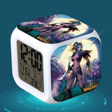 World of Warcraft  LED Colorful Lights Creative Small Alarm Clock Room Bedroom World of Warcraft Clock Birthday Gifts Christmas Gifts