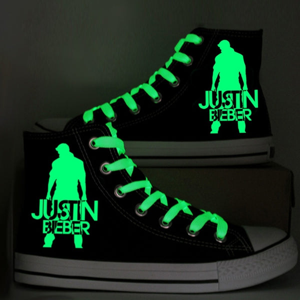 Unisex Justin Bieber Canvas Shoes Luminous Shoes High Tops Lighted Sneakers Justin Bieber Birthday Gifts Christmas Gifts
