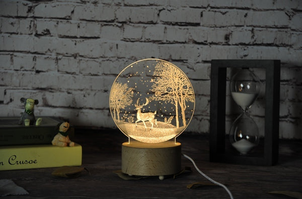 Kreslený jelen 3D led lampa Jelen LED stolní lampa Jelen Domácí dekorace Dárky k narozeninám Vánoční dárky