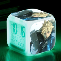 Final Fantasy Cloud Strife LED Colorful Lights Creative Small Alarm Clock Room Bedroom Final Fantasy Clock Birthday Gifts Christmas Gifts