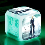 Final Fantasy Cloud Strife LED Colorful Lights Creative Small Alarm Clock Room Bedroom Final Fantasy Clock Birthday Gifts Christmas Gifts