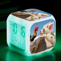 Moana LED Colorful Lights Creative Small Alarm Clock