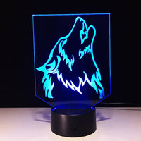 Stolní LED lampa The Wolf 3D Illusion Led Stolní lampa se změnou barvy 7 barev The Wolf Art Deco Gifts