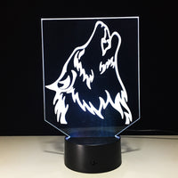 Stolní LED lampa The Wolf 3D Illusion Led Stolní lampa se změnou barvy 7 barev The Wolf Art Deco Gifts