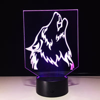 The Wolf 3D Illusion LED Table Lamp 7 Color Change LED Desk Light Lamp The Wolf Art Deco Gifts