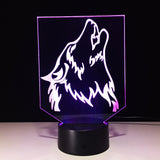 The Wolf 3D Illusion Led Table Lamp 7 Color Change LED Desk Light Lamp The Wolf Art Deco Gifts
