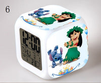 Stitch LED Colorful Lights Alarm Clock Bedroom Student Clock