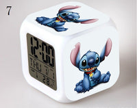 Stitch LED Colorful Lights Alarm Clock Bedroom Student Clock