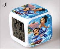 Stitch LED Colorful Lights Alarm Clock Bedroom Student Clock