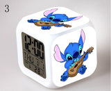 Stitch LED Colorful Lights Alarm Clock Bedroom Student Clock