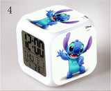 Stitch LED Colorful Lights Alarm Clock Bedroom Student Clock