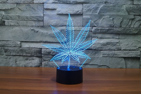 Marihuana Leaf 3D Illusion Led stolní lampa 7 změn barvy LED stolní lampa Dekor marihuany