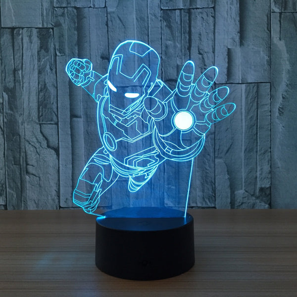 Iron Man 3D Illusion Led Table Lamp 7 Color Change LED Desk Light Lamp Iron Man Gifts Decoration Ornament
